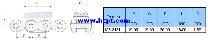 Roller Chain with Vulcanised Elastomer Profiles 12B-G1F1