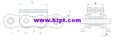 Roller Chain with Vulcanised Elastomer Profiles 16A-G1F3