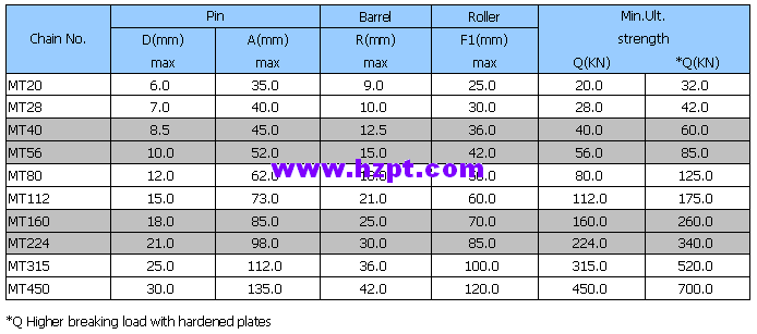 Conveyor Chain (MT series) MT20 MT28 MT40 MT56 MT80 MT112 MT160 MT224 MT315 MT450