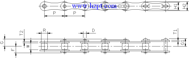 Chain,Chains,Standard Roller Chains,Double Pitch Roller ChainA2040,A2050,A2060,C2040,C2050,C2060,C2080,C2100,C2120,C2160