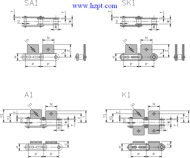Chain,Chains,Attachment Chains,Double Pitch Roller Chain Attachments C2040,C2042,C2050,C2052,C2060H,C2062H,C2080H,C2082H,C2100H,C2102H,C2120H,C2122H,C2160H,C2162H