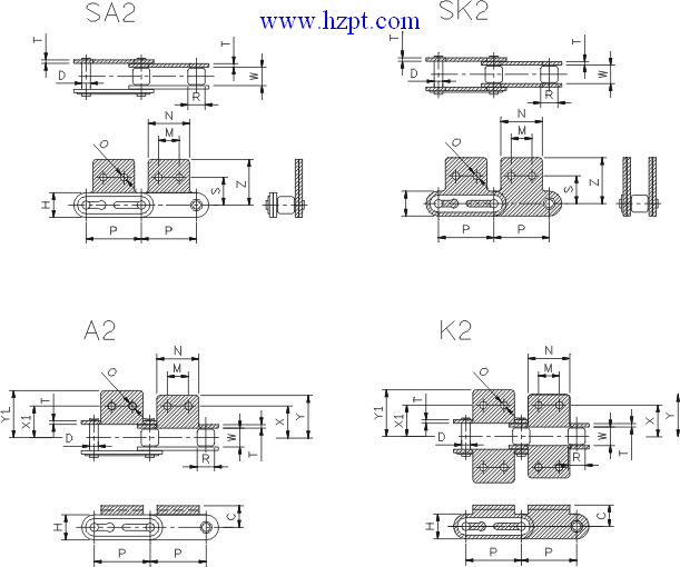 Chain,Chains,Attachment Chains,Double Pitch Roller Chain Attachments C2040,C2042,C2050,C2052,C2060H,C2062H,C2080H,C2082H,C2100H,C2102H,C2120H,C2122H,C2160H,C2162H