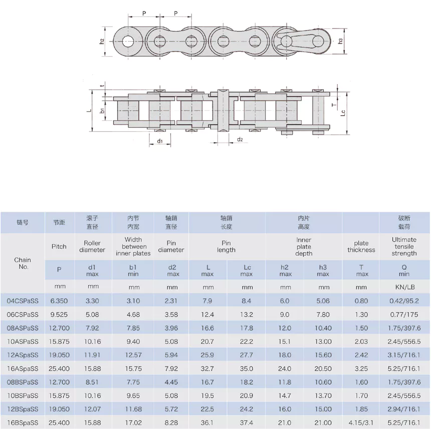 Combnation Stainless Steel Engineering Plastic Chains