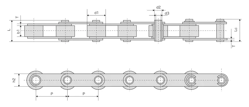 Stainless Steel Double Pitch Hollow Pin Chains