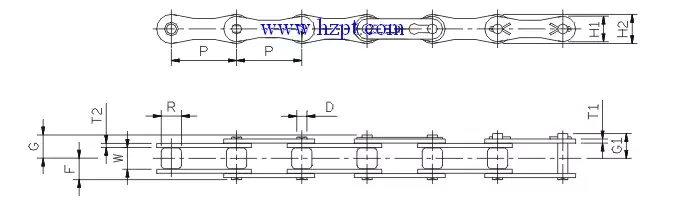 Double Pitch Roller Chain A2040 A2050 A2060