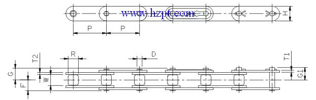 Double Pitch Roller Chain A2040 A2050 A2060