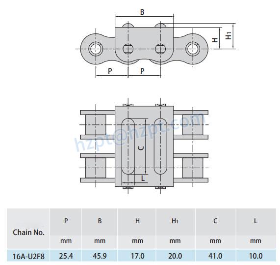 Roller Chains with U Type Attachments