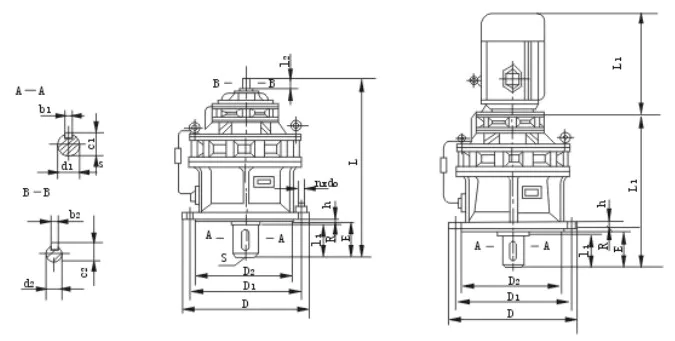 BLED XLED Series Cycloidal Gearbox Reducer Double Stage Flange-mounted with motor