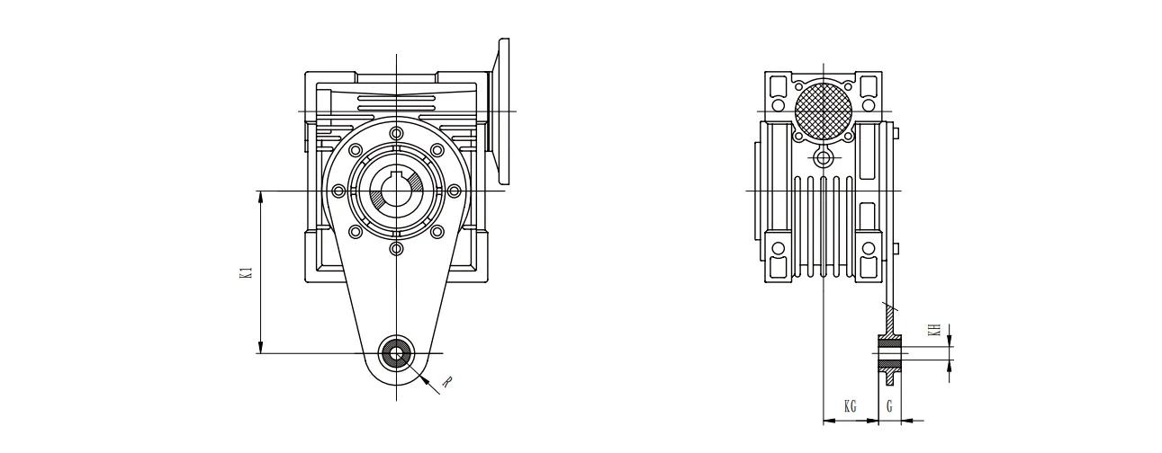 EP-NRV-VS Dual Shaft Input Worm Gearbox Torque Arm