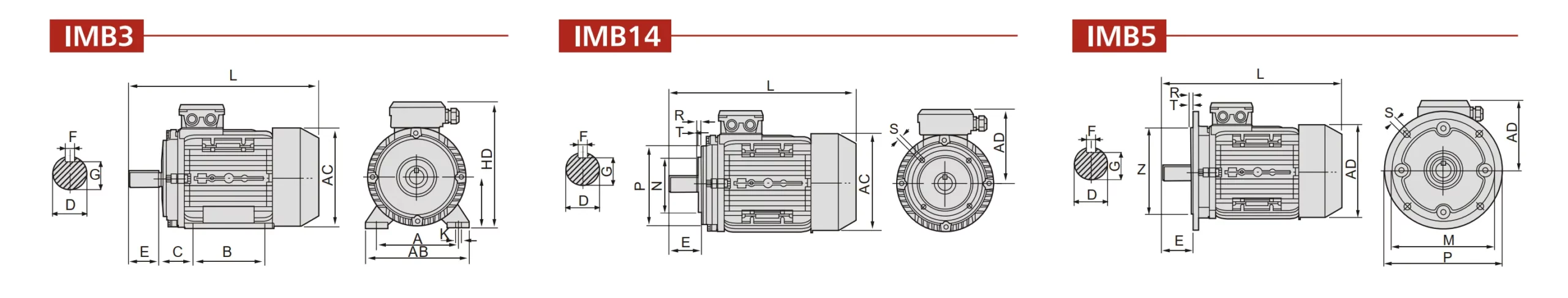 MS Series Three Phase Asynchronous Motor Installation Dimension