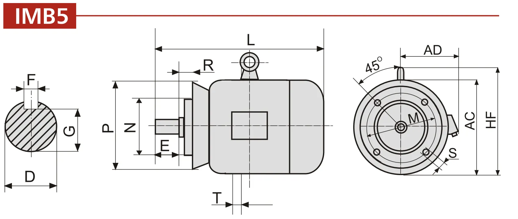 Y Series Three-phase Asynchronous Motors Installation Dimension
