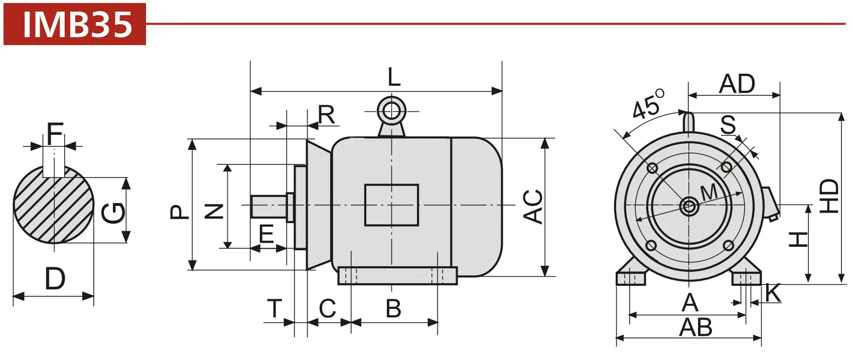 Y Series Three-phase Asynchronous Motors Installation Dimension