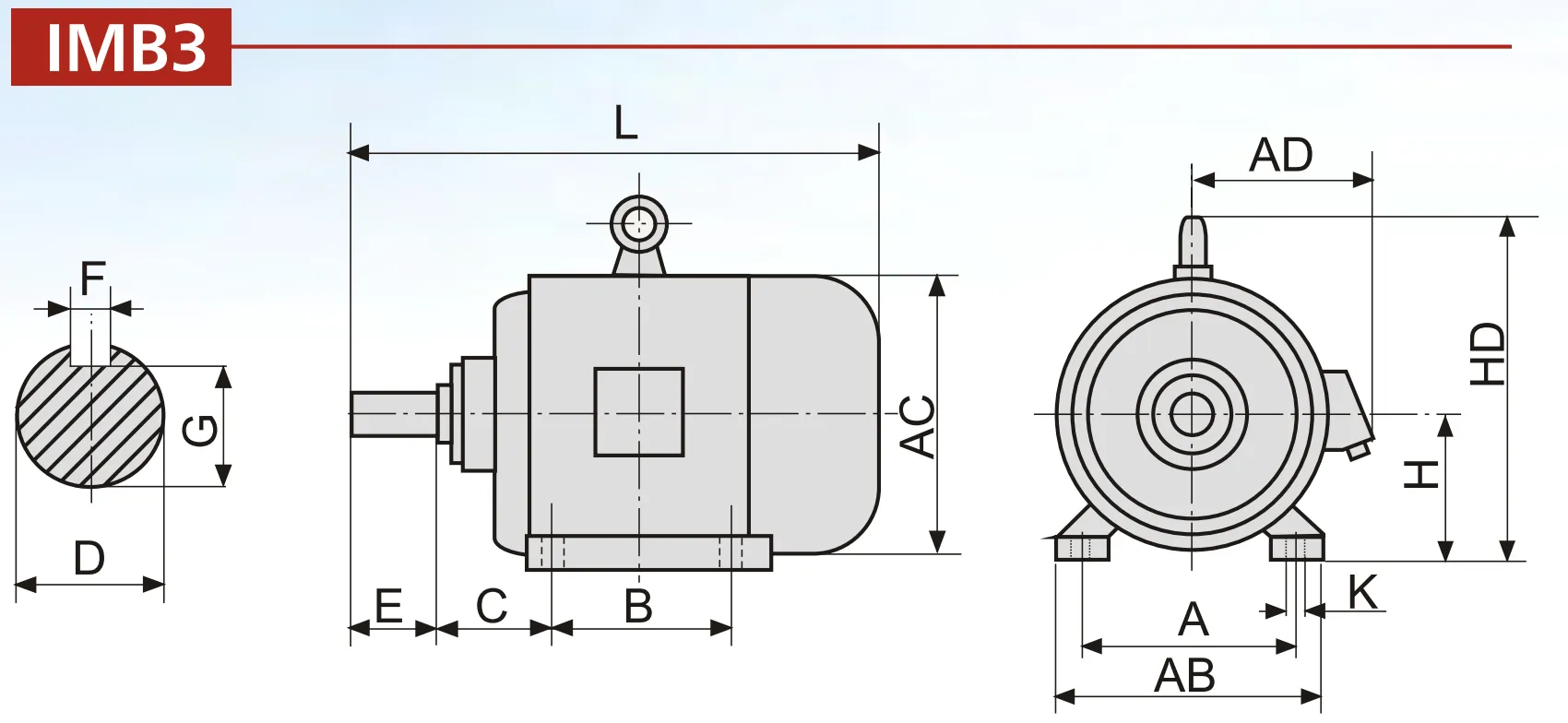 Y Series Three-phase Asynchronous Motors Installation Dimension