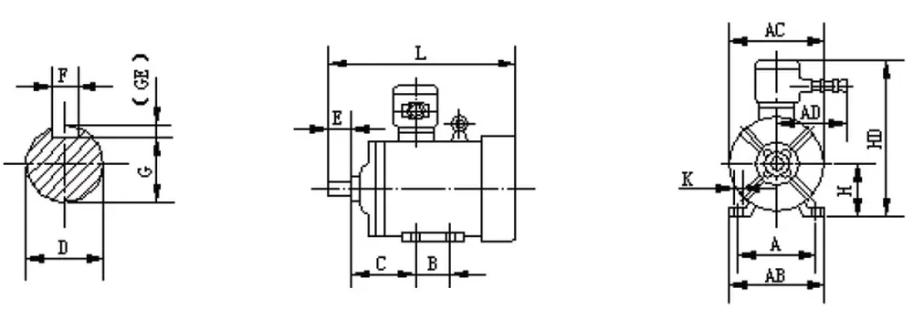 YBX4 Series Explosion Proof Three Phase Asynchronous Motor B3 Installation Method