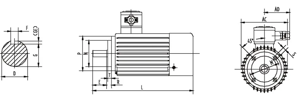 YBX4 Series Explosion Proof Three Phase Asynchronous Motor B5 Installation Method