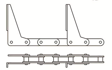 Pushing Box Roller Conveyor Chain With Pusher Attachment C208B P28.5 P38.1