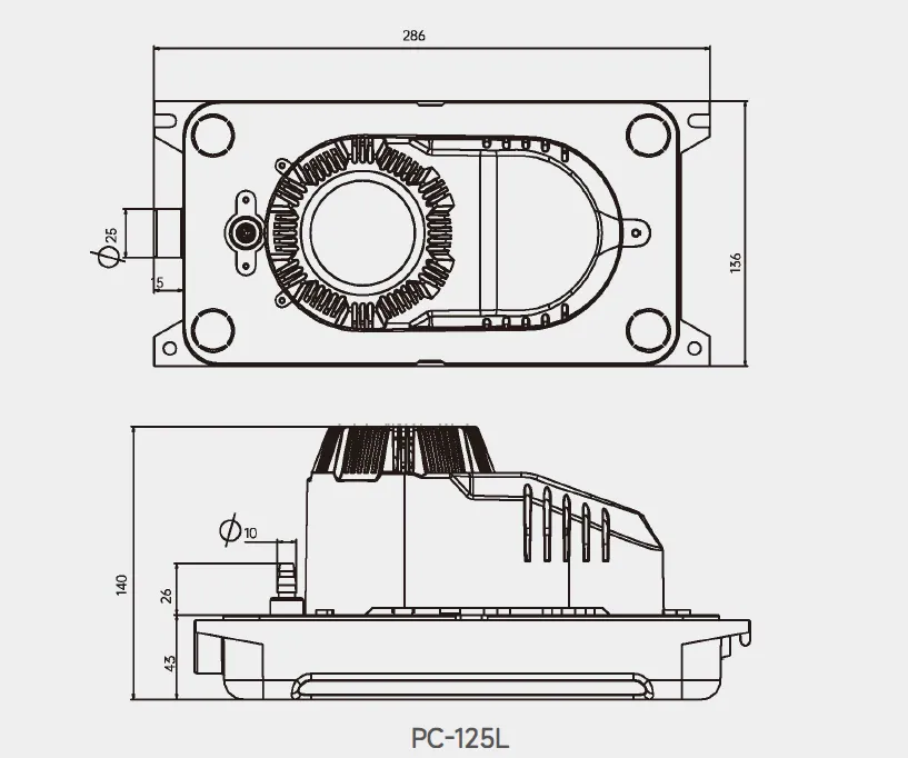 Tank Pump PC-125L Dimensions