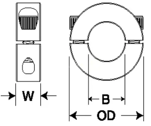 Two Piece Shaft Collar Sizes Chart (Inch Series)