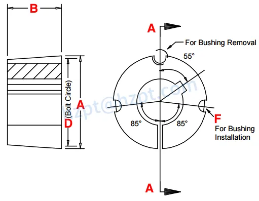 1610 Taper Lock Bush Dimensions