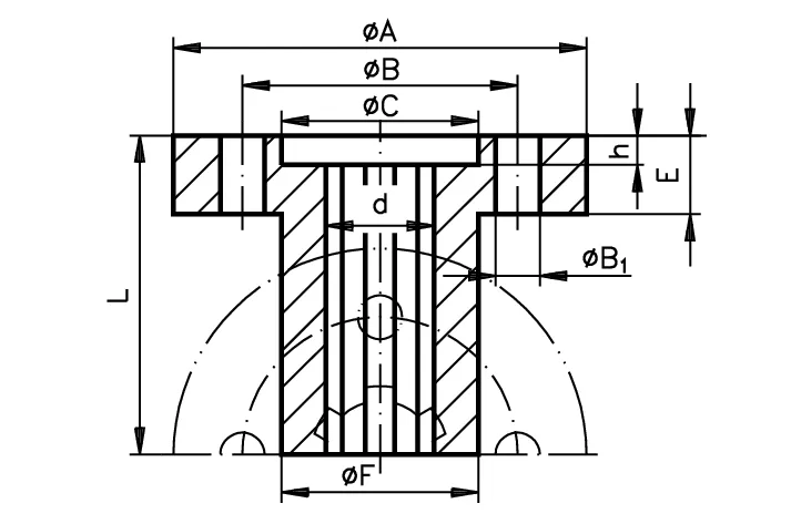 Stainless Steel Splined Hubs with Flange Dimensions