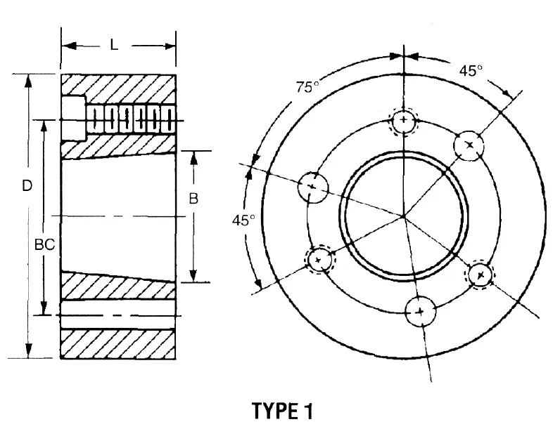 J-A QD Weld-On Hubs Dimensions