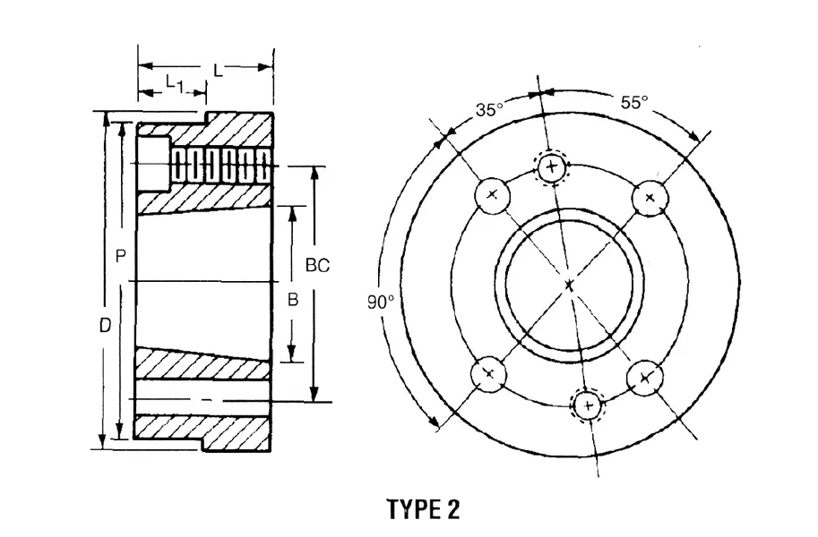 N-A QD Weld-On Hubs Dimensions
