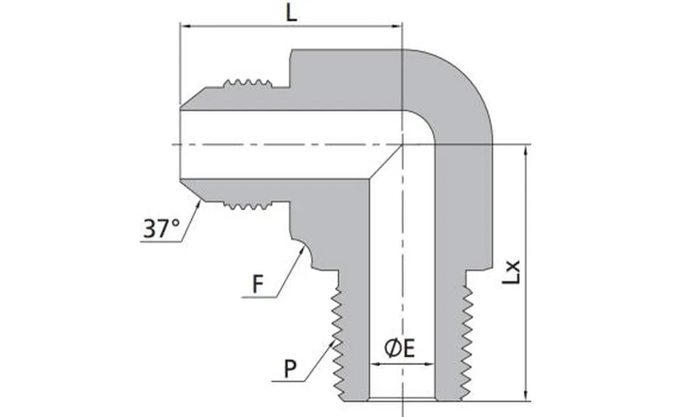90 Degree Flared Male Elbows Size Chart
