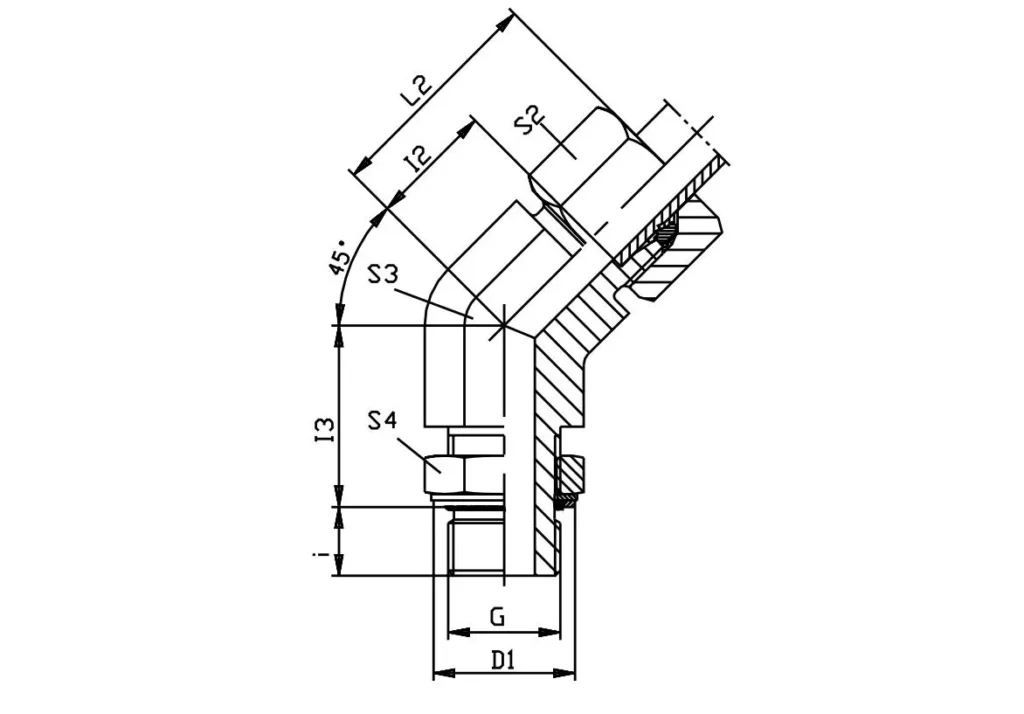 Adjustable Lock Nut 45°Elbow-VEE-UNF Hydraulic Fitting Size Chart