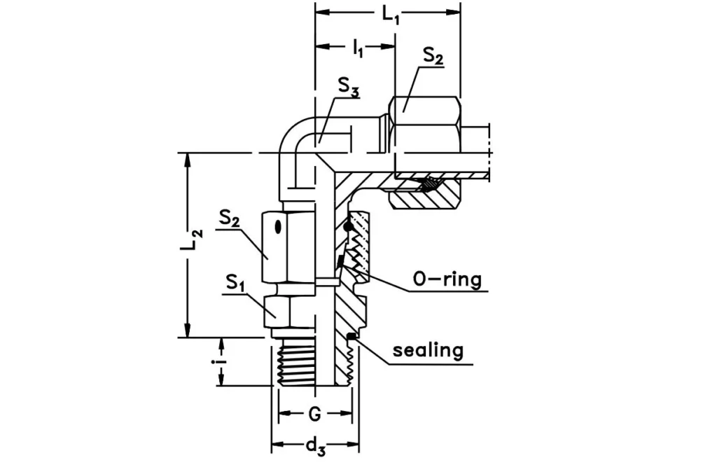 Assembled Adjustable Swivel Elbow-EW-M-ED Hydraulic Fitting Size Chart