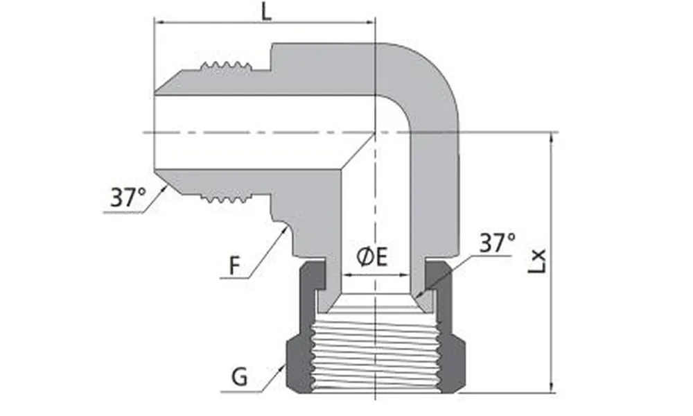 Flared Union Swivel Elbows Size Chart
