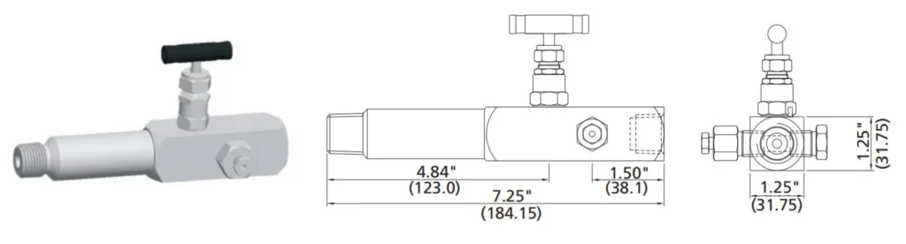 GVB Series Lagging Extension Body Type Gauge Valve Dimensions