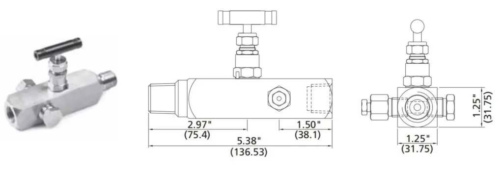 GVB Series Standard Type Gauge Valve Dimensions