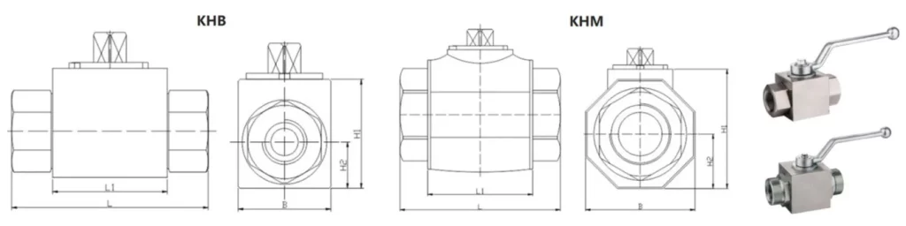 KHM Series Hydraulic Ball Valve Dimensions