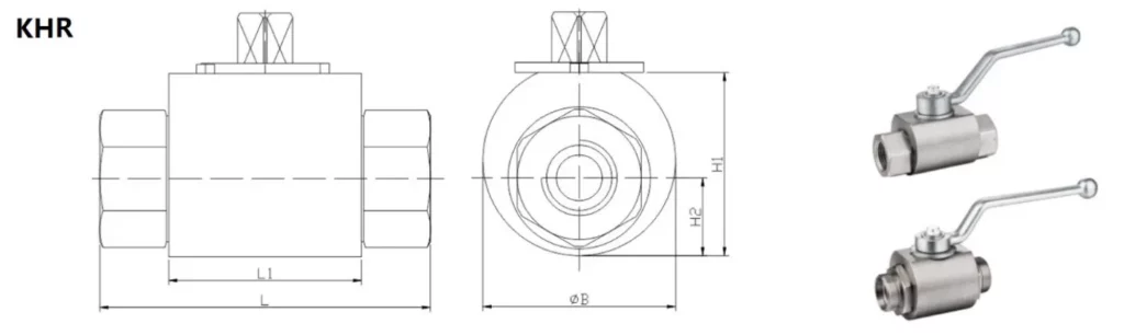 KHR Series Hydraulic Ball Valve Dimensions