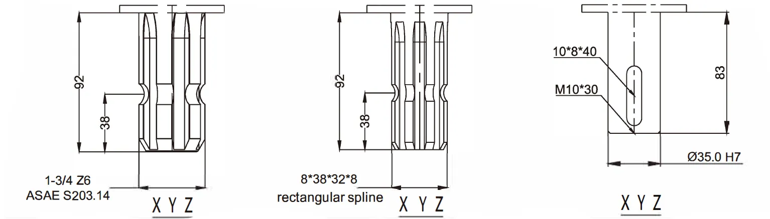Agricultural Gearbox-Replacement of Bondioli & Pavesi 2071 Shaft Dimensions