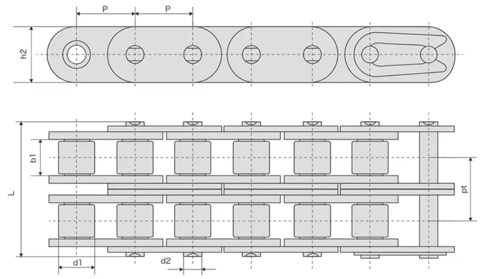 Duplex Stainless Steel Roller Chain With Straight Side Plates