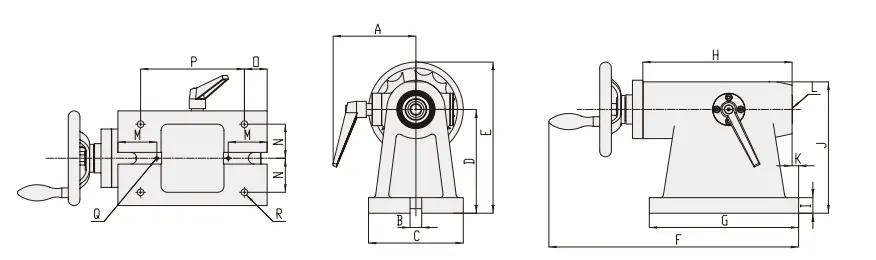 Manual Thimble Tailstock Dimensional Drawing