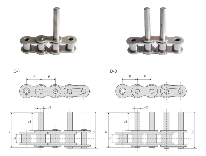 Short Pitch Conveyor Chain with D1 D3 Attachment