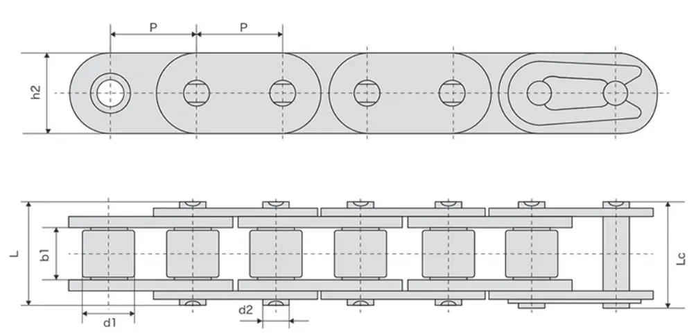 Simplex Stainless Steel Roller Chain With Straight Side Plates
