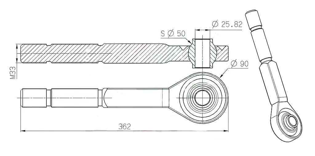 AL159972 Toplink End Fits for John Deere Dimensions