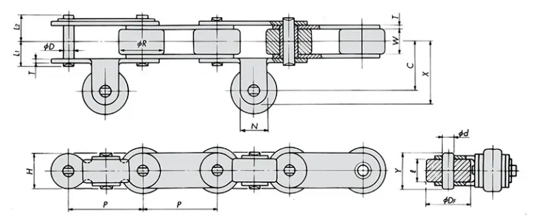 Stainless Steel Conveyor Chain with Side Rollers