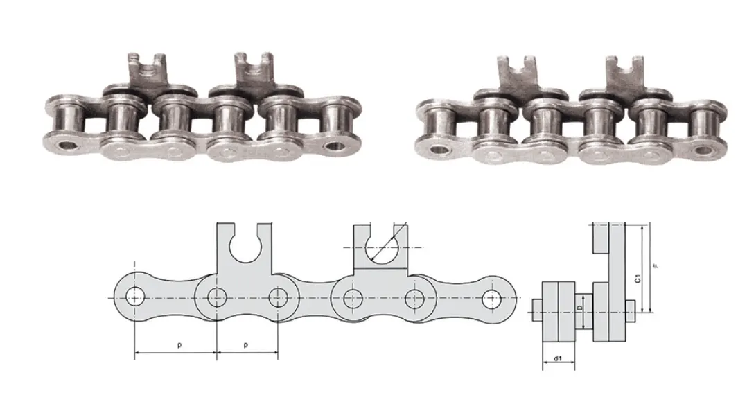 16ASS Stainless Steel Short Pitch Conveyor Chains for Popsicle Ice Machine Parameters